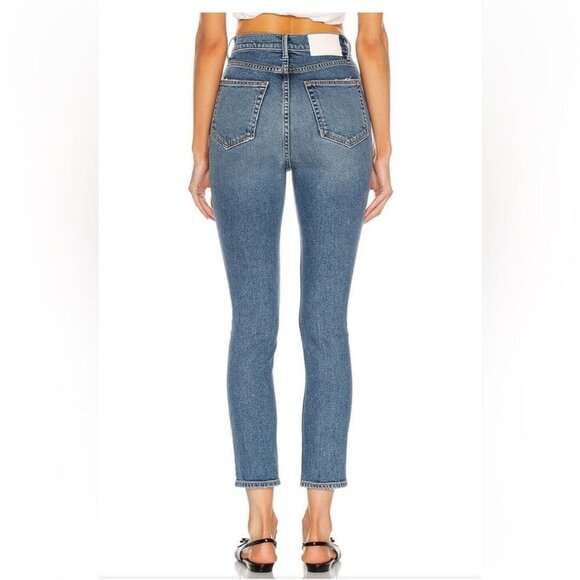 NWT GRLFRND Piper Jean Super High Rise Stretch Slim Crop Distress 28 MSRP $200 - Picture 3 of 9